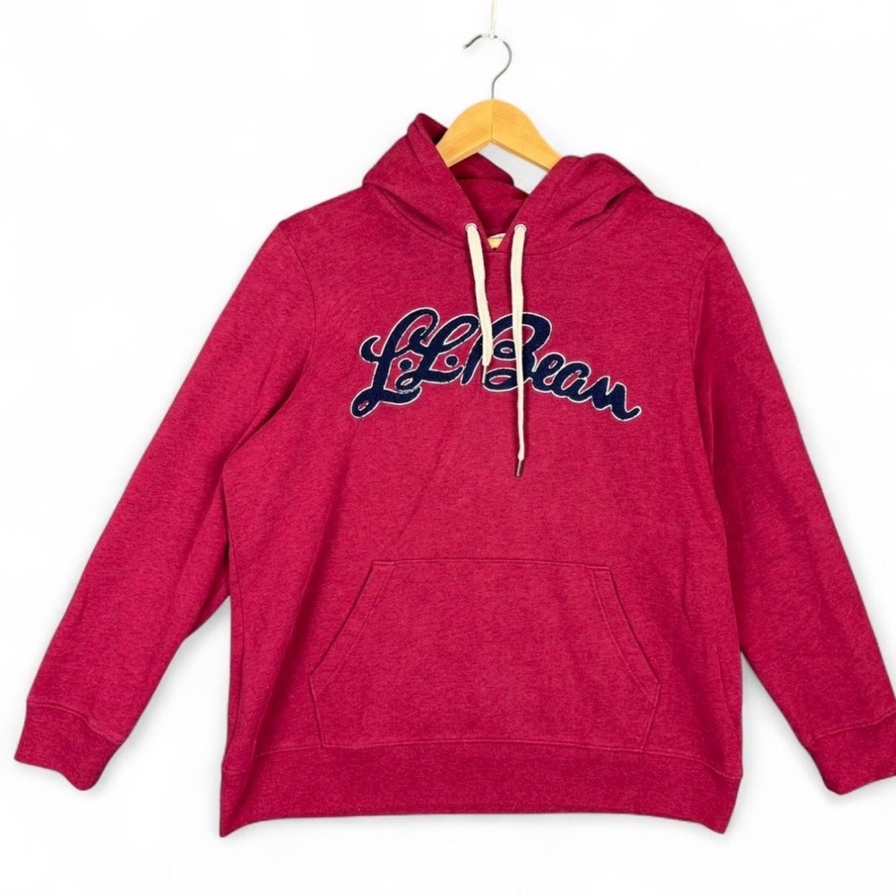 L.L. Bean Ladies XL Petite Red Pullover Hoodie with Raised Logo